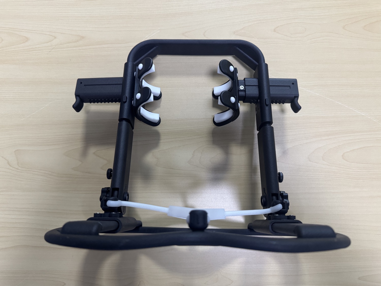 Side view showing the adjustable rail and support frame